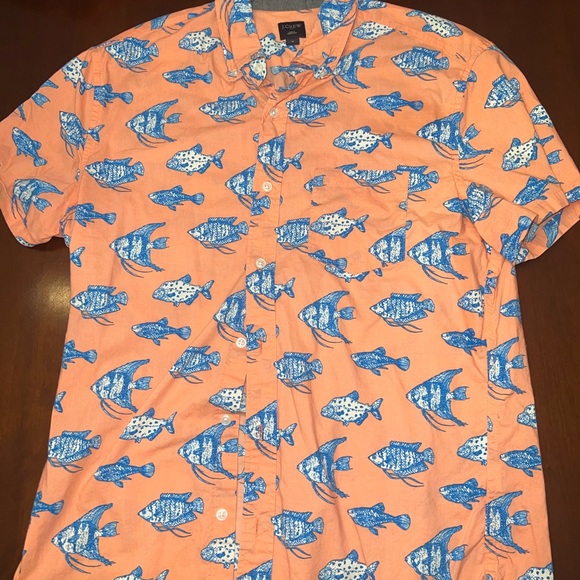 J. Crew Other - J Crew Fish Pattern Button Down Shirt Size Medium